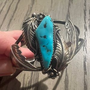 Vintage Navajo turquoise and sterling silver cuff bracelet